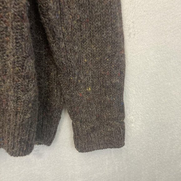 Vintage 90s Fisherman Knit Wool Blend Sweater Mens XL Brown Donegal Flecks Cable - Picture 9 of 15